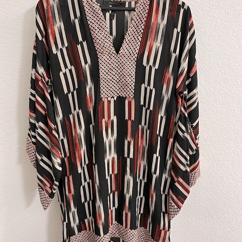 BCBG MaxAzria Kaftan sleeve, high-low dress